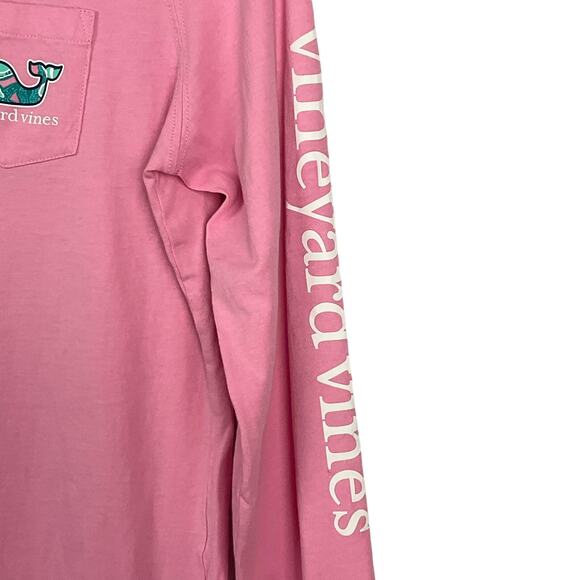 VINEYARD VINES Long Sleeve Pocket Tee Shirt Pink Whale Turtle Print Logo sz XS - Picture 4 of 7